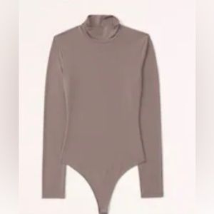 A&F Taupe Long-Sleeve Mockneck Bodysuit NWT